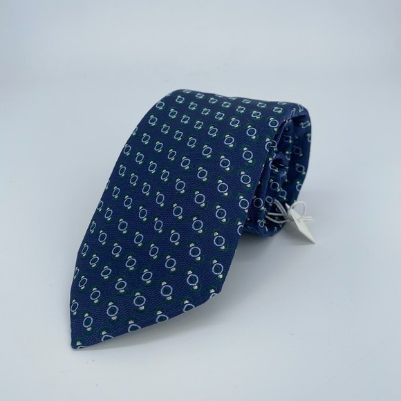 Eton Tie Mens One Size Blue Patterned Silk Luxury Classic Necktie Italy‎ Made